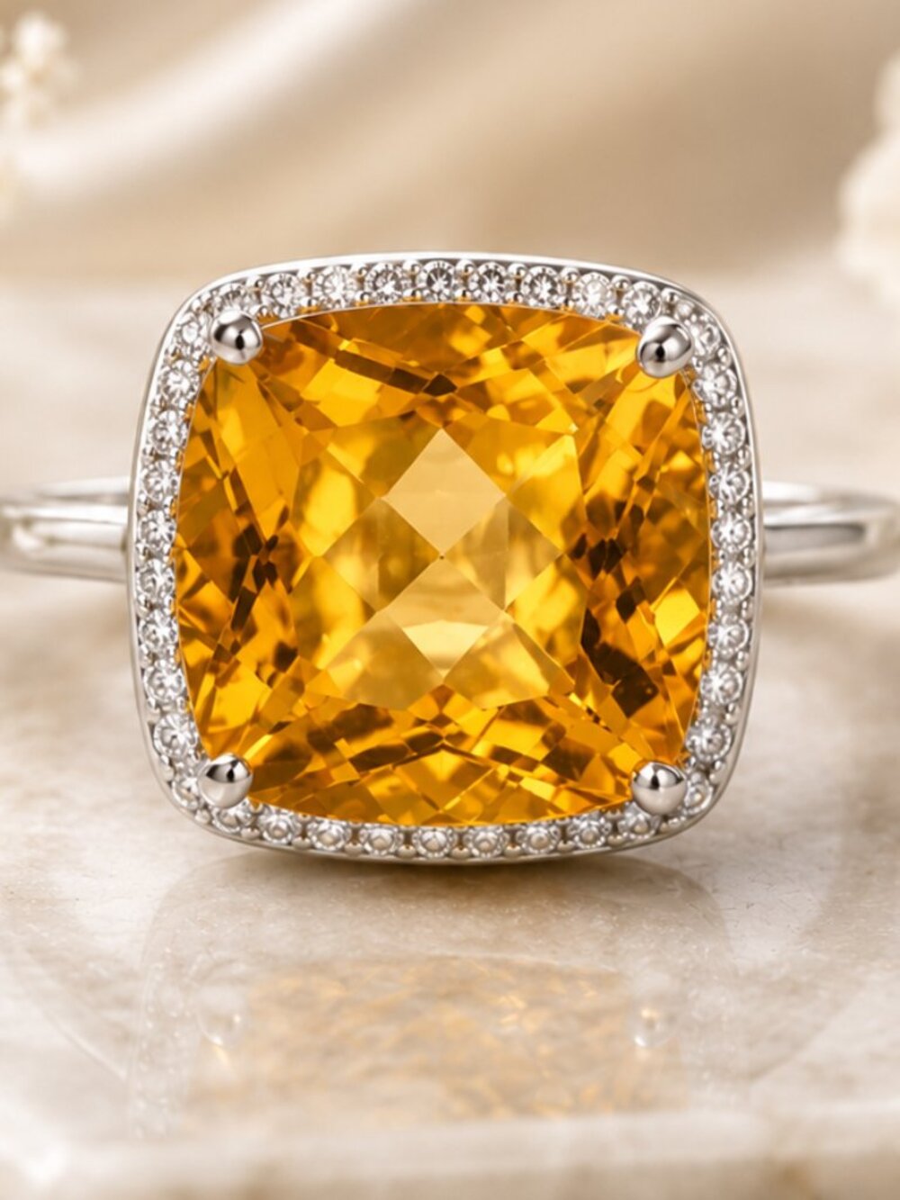 Citrine & Diamond Ring